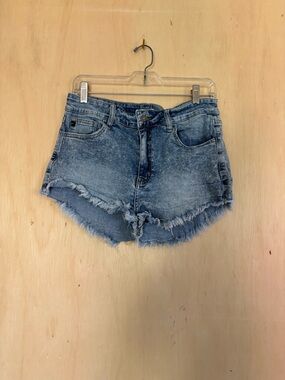 KanCan Light Blue Distressed Frayed Denim Shorts